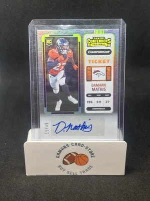 Damarri Mathis 2022 Panini Contenders Championship Ticket /49 RC Auto - Image 1 of 2