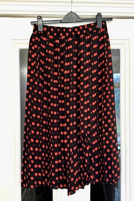 Warehouse midi skirt black and red polka dot size 10 - Image 1 of 3