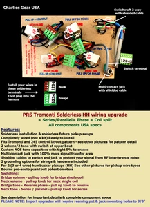 PRS Tremonti/245 Solderless Wiring Upgrade +Coil Split +Phase +Series/Parallel - Picture 1 of 10