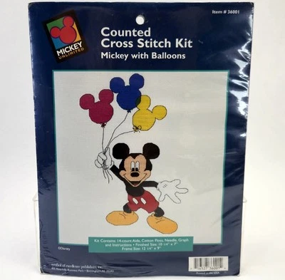 Mickey with Balloons Cross Stitch Kit #36001 Mickey Unlimited 10-1/4" x 7" New - Image 1 of 3