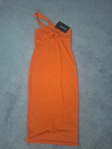 Pretty Little Thing Orange Bodycon Dress Size 8 - Picture 1 of 2