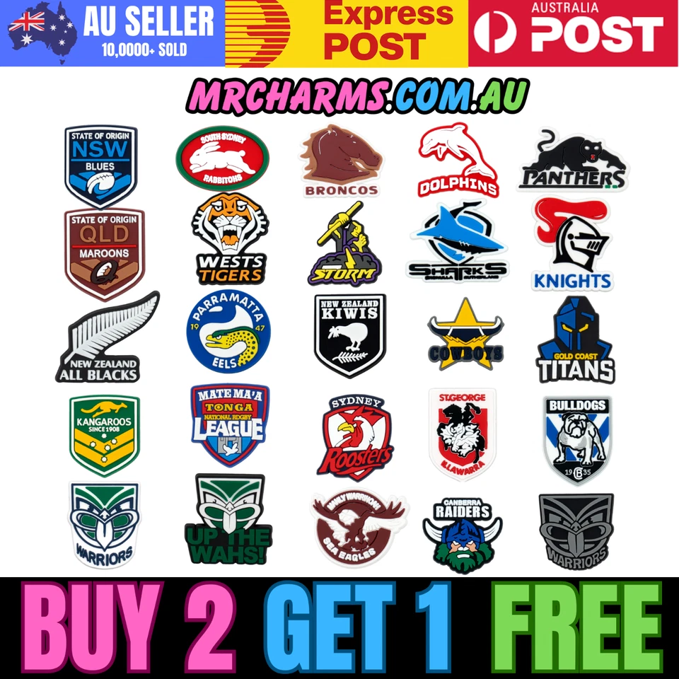For Jibbitz-Crocs NRL Rugby League Australian Football Team Charm Cake - image 1 of 1