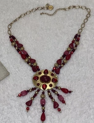 Chico's 35th Anniversary Edition Merlot Jade Statement Necklace - Image 1 of 4