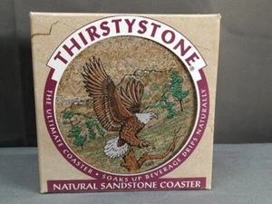 Vntg. Thirstystone Natural Sandstone Coaster Eagle Wilderness Mountain Set of 4 - Picture 1 of 7