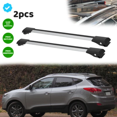 Barra transversal plateada para portaequipajes de techo 2x Fit Hyundai Tucson LM 2010-2015 Foto 1 de 4