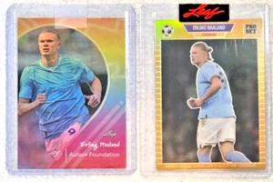 Erling Haaland 2023 Leaf Pro Set Gold Refractor & Autism Foundation Cards!! WOW! - Picture 1 of 2