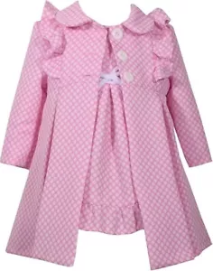Bonnie Jean 2T 3T 4T Girls Easter Pink Polka Coat Dress 2 piece Set - Picture 1 of 8