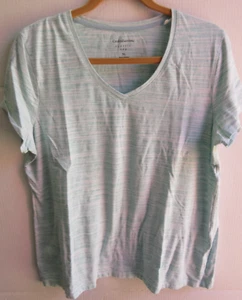 Croft & Barrow XL The Classic Tee T Shirt Top Blouse Short Sleeve Striped V-Nec - Picture 1 of 4