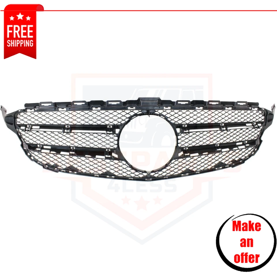 New Bumper Grille MB1200172 2058880023 plastic for 15-20 Mercedes Sedan C300 - Изображение 1 из 4