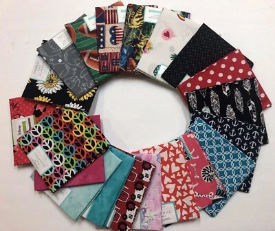 Fat Quarter Set of 20 Various Solid Colorful Fabric 100% Cotton 18 x 21 inches - Image 1 of 4