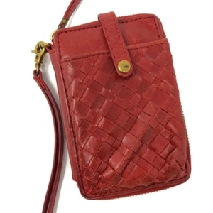 ELLIOT LUCCA Red Woven Leather Wristlet Wallet  - Picture 1 of 9