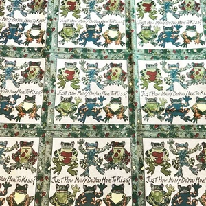 Frösche Wandteppich Stoffrest "Wie viele musst du küssen?" 1,5 Yds Vintage - Bild 1 von 8