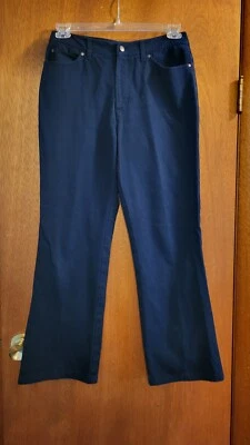 Женские темно-синие брюки Ellen Tracy эластичные расклешенные размер 8 - Изображение 1 из 4