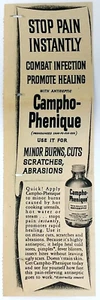 1952 Campho-Phenique PRINT AD Stop Pain Instant American Weekly Newsprint Ad - Bild 1 von 2