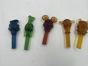 Lot Of 5 Disney Glass Bottle Toppers - Mickey Donald Goofy Tigger Pooh Vtg 🔥 - Picture 1 of 7