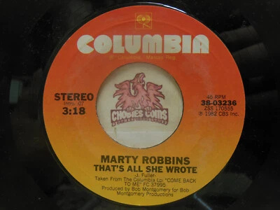 Marty Robbins – That's All She Wrote / Tie Your Dream To Mine, 45 RPM VG+ (27K) Foto 1 de 2