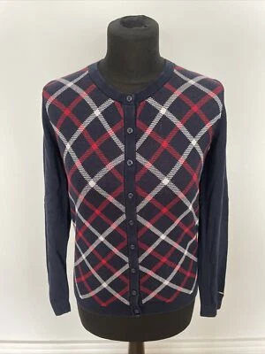 Tommy Hilfiger Navy Check Cotton Button up Cardigan Size M - Image 1 of 4