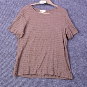 Appleseed's Tunic Petite Large Womens Cotton Brown Stretch Short Sleeve Ruched - Picture 1 of 14