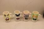 Vintage MCM Set of four 3 d Child's Animal cups Elephant, Tiger, Bunny & Rabbit