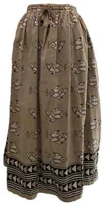 Vintage 80's Women's Indian Cotton Authentic Batik Elastic Waist Skirt - Sz M/L - Picture 1 of 6