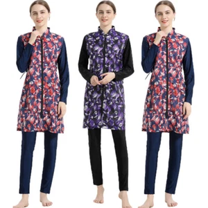 3pcs Plus Size Muslim Women Swimwear Full Cover Modest Islamic Bathing Beachwear - Picture 1 of 34