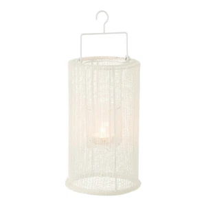 Linterna luz de viento cilindro jardín colgante metal/poliéster blanco grande - Imagen 1 de 5