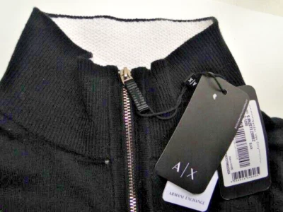 ARMANI EXCHANGE NEGRO 2 VÍAS CREMALLERA CÁRDIGAN SUÉTER CACHEMIR CH 38 NUEVO CON ETIQUETAS Foto 1 de 4