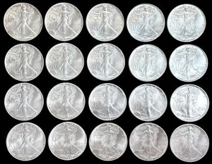 1986 US AMERICAN SILVER $1 DOLLAR EAGLE 1 OZ FIRST YEAR 20 COIN ORIGINAL ROLL - Picture 1 of 2