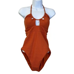 Becca Pucker Up Candice One Piece Swimsuit Orange Women's Large NWT - Picture 1 of 10