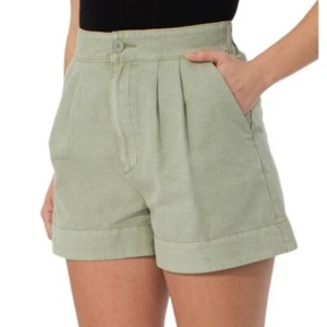 Joie Pleated Shorts Womens L Cotton Linen Faded Cactus High Waisted Lightweight - Picture 1 of 11