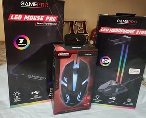  LED RGB Mauspad Maus und Kopfhörerständer 3 Stück Konvolut von Gamepro.  - Bild 1 von 5