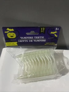 New Halloween Vampire Teeth Glw in the Dark 12 Pcs White  - Picture 1 of 2