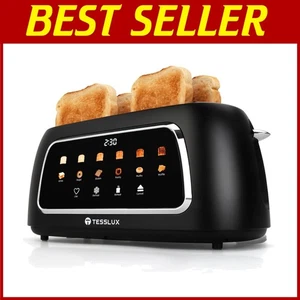 Versatile 4 Slice Toaster with Touch Control & Customizable Settings - Black - Picture 1 of 9