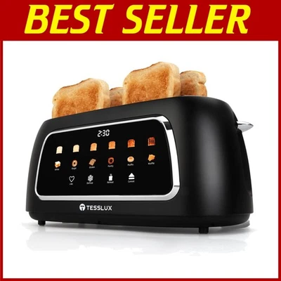 Versatile 4 Slice Toaster with Touch Control & Customizable Settings - Black - Image 1 of 4