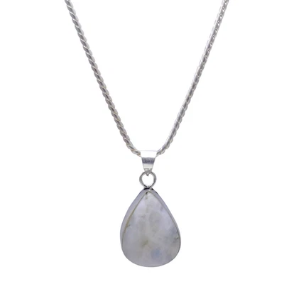 Moonstone Gemstone Handmade 925 Sterling Silver Jewelry Necklace Size-20" - Image 1 of 4