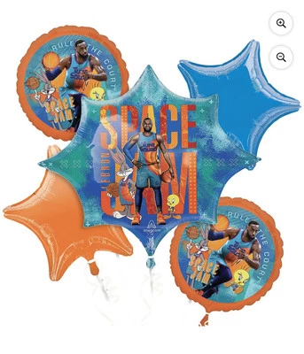 Ramo de globos de aluminio Space Jam 2 5 piezas LeBron James Foto 1 de 4