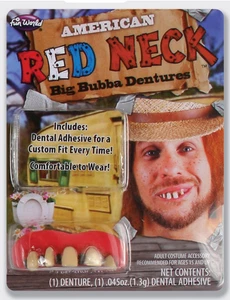 Big Bubba prothèses dentaires col rouge Hillbilly fausses dents adultes robe fantaisie amusante - Photo 1/1