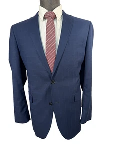 NICK GRAHAM Mens Blue ATHLETIC FIT GRAPH CHECK Sport Coat Blazer Jacket 40R - Picture 1 of 9
