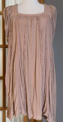 Mini Vestido Para Mujer Talla Grande S/M Melocotón Manga Globo Encaje Costuras Expuestas Boho Chic Foto 1 de 4