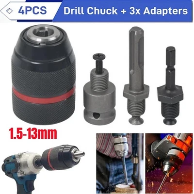 Adaptador de mandril sin llave de alta resistencia de 1,5-13 mm conversión 1/4" hexagonal SDS Plus 1/2 impacto Foto 1 de 4