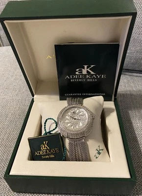 Ladies Rhinestone Watch, aK Beverly Hills, Rhodium Plate, vintage, Works NIB - Image 1 of 4