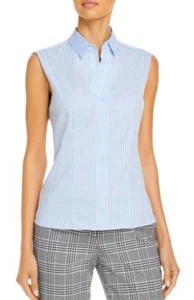 Blusa Hugo Boss Mujer 8 Bashiva Rayas Ajustada Carrera Informal Náutica Cremallera Gris - Imagen 1 de 3