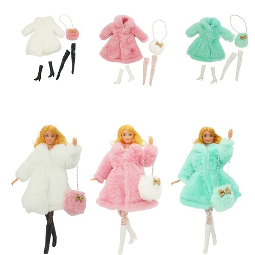 VETEMENTS Per Bambola 11 5" Abiti Calze Stivali Scarpe Borsa Giocattolo Pelliccia Ecopelliccia Cappotto Vestiti Colorati