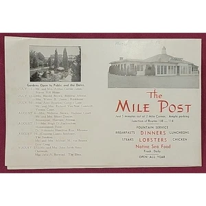 Vintage 1940 - Menú de restaurante - The Mile Post, Newport Road Island & Town Guide - Imagen 1 de 5