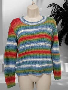 Hermoso jersey arco iris tejido a mano vintage talla 10/12 - Imagen 1 de 7