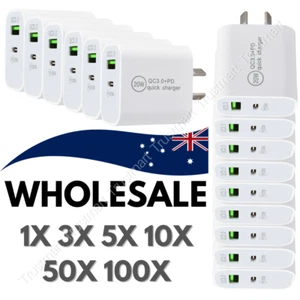 20W Dual USB Type-C Fast Wall Charger Adaptor QC3.0 Lot For Android iPhone iPad - Picture 1 of 17