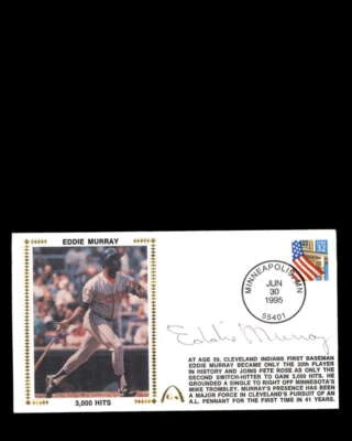 Eddie Murray JSA Coa Hand Signed 3000 Hits FDC Cache Autograph - Image 1 of 3