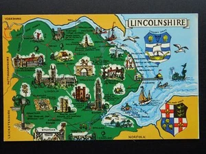 Map Postcard Lincoln LINCOLNSHIRE c1960s/70s Postcard by Photo Precision - Picture 1 of 2
