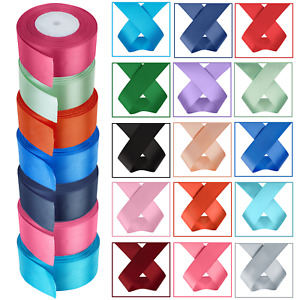 25m Double Sided Satin Ribbon Fabulous Colours DIY Crafts 10/23/25/40/50mm Width