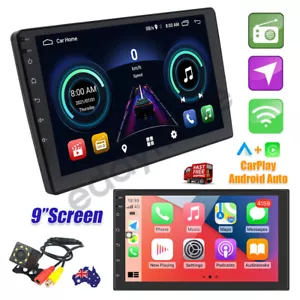 9 inch Car Stereo Radio 2 Din Wireless Apple Carplay Android GPS w/ Rear Camera - Picture 1 of 17